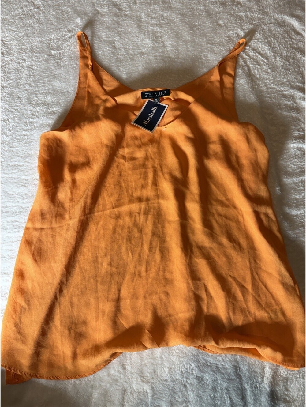 New Stella Luce Slip Top Womens Orange Blouse Cami (2198) NWOT